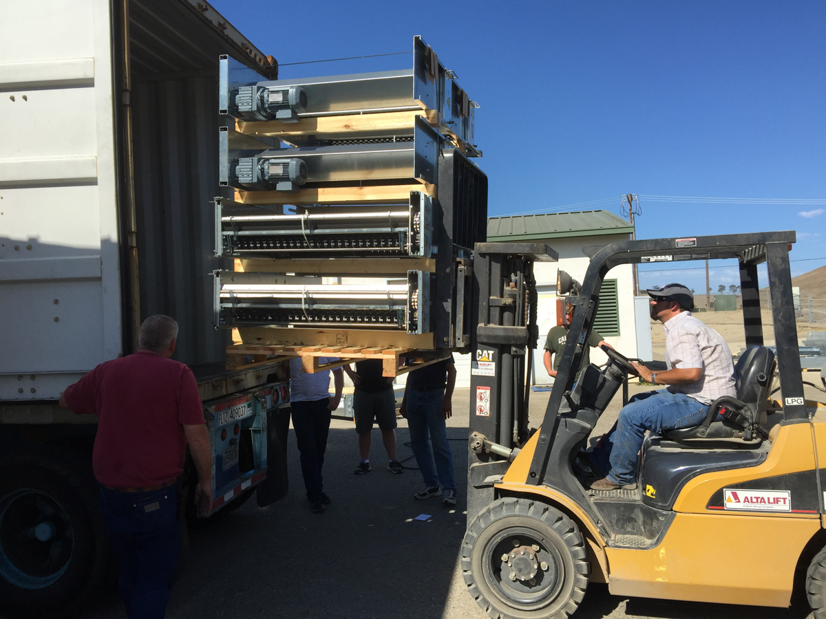 Arrival of equipment for Cal Poly Poultry Science facility